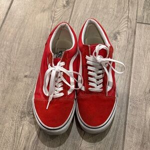 Vans Red and White Canvas Sneakers